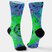 Kalkgrüner Groovy Abstrakt Retro Liquid Swirl Socken (Gewinkelt)