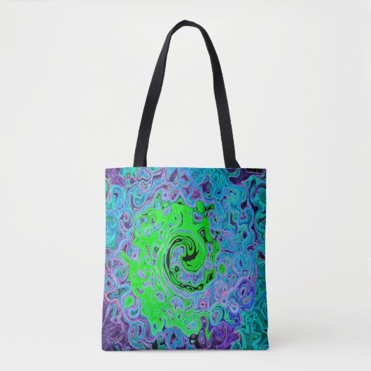 Kalkgrüner Groovy Abstrakt Retro Liquid Swirl Tasche (Vorderseite)