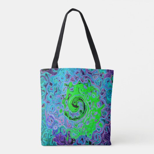 Kalkgrüner Groovy Abstrakt Retro Liquid Swirl Tasche (Rückseite)