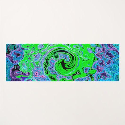 Kalkgrüner Groovy Abstrakt Retro Liquid Swirl Yogamatte (Vorderseite (Horizontal))