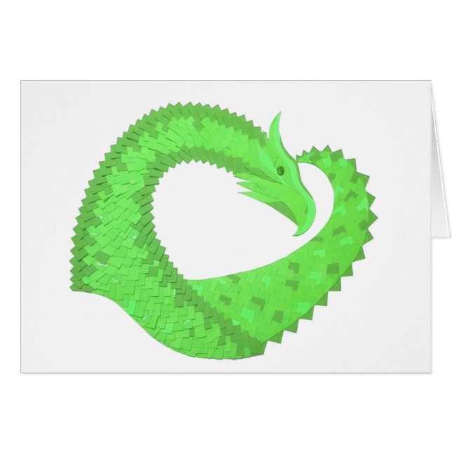 Kalkgrüner Herzdrache auf Weiß (Vorderseite (Horizontal))