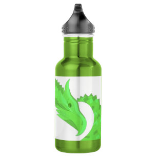 Kalkgrüner Herzdrache auf Weiß Edelstahlflasche