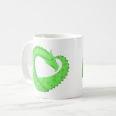 Kalkgrüner Herzdrache auf Weiß Kaffeetasse (Vorderseite Links)