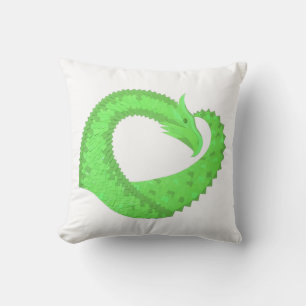 Kalkgrüner Herzdrache auf Weiß Kissen