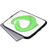 Kalkgrüner Herzdrache auf Weiß Laptopschutzhülle (Vorne Knopf)