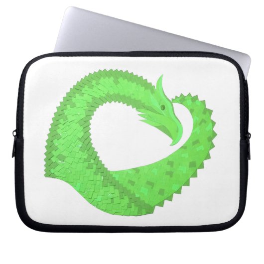 Kalkgrüner Herzdrache auf Weiß Laptopschutzhülle (Vorderseite)