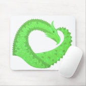 Kalkgrüner Herzdrache auf Weiß Mousepad (Mit Mouse)