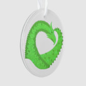 Kalkgrüner Herzdrache auf Weiß Ornament (Vorderseite)