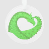 Kalkgrüner Herzdrache auf Weiß Ornament (Rückseite)