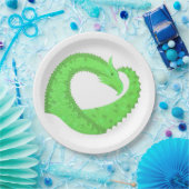 Kalkgrüner Herzdrache auf Weiß Pappteller (Party)