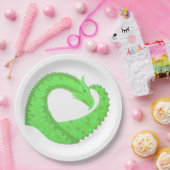 Kalkgrüner Herzdrache auf Weiß Pappteller (Party)