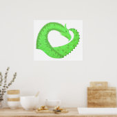Kalkgrüner Herzdrache auf Weiß Poster (Küche)