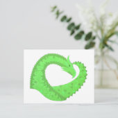 Kalkgrüner Herzdrache auf Weiß Postkarte (Stehend Vorderseite)