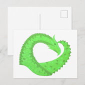 Kalkgrüner Herzdrache auf Weiß Postkarte (Vorne/Hinten)