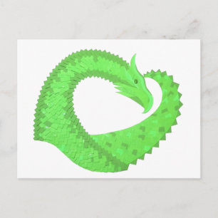 Kalkgrüner Herzdrache auf Weiß Postkarte