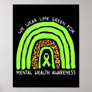 Kalkgrüner Regenbogen für Mental Health Awarenes Poster