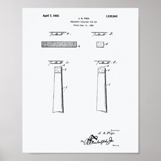 Kalklose Billardqueue Spitze 1925 - Weißes Papier Poster (Vorne)