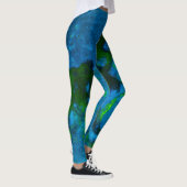 Kalkstein Abstrakt in Grüntönen und Aqua-Blues Leggings (Rechts)