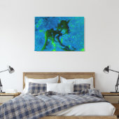 Kalkstein Abstrakt in Grüntönen und Aqua-Blues Leinwanddruck (Insitu (Schlafzimmer))