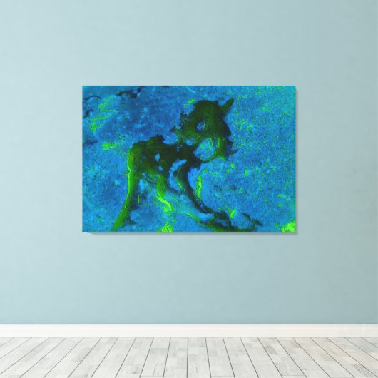 Kalkstein Abstrakt in Grüntönen und Aqua-Blues Leinwanddruck (Insitu (Holzboden))