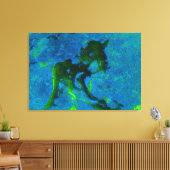 Kalkstein Abstrakt in Grüntönen und Aqua-Blues Leinwanddruck (Insitu (Wohnzimmer))