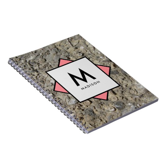 Kalkstein Fossilien mit Ihrem Namen und Monogramm Notizblock (Rechte Seite)