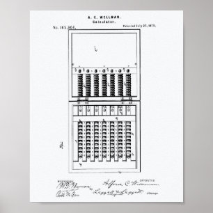 Kalkulatoren 1875 Weißbuch über Patentkunst Poster