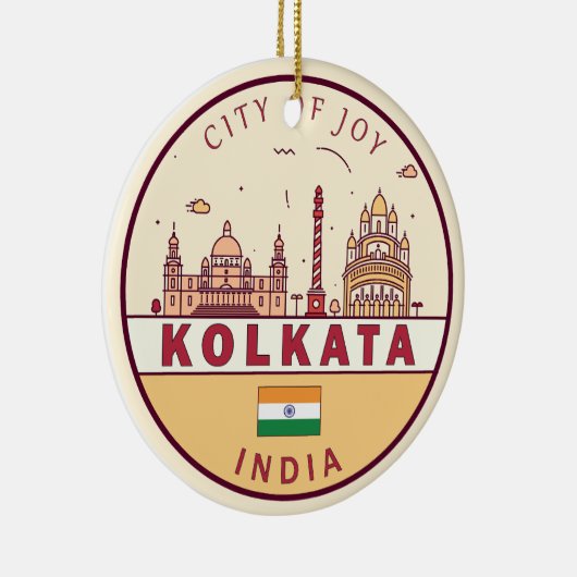 Kalkutta India City Skyline Emblem Keramik Ornament (Rechts)