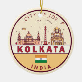 Kalkutta India City Skyline Emblem Keramik Ornament (Vorne)