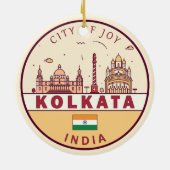 Kalkutta India City Skyline Emblem Keramik Ornament (Hinten)