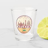Kalkutta India City Skyline Emblem Schnapsglas (Vorderseite)