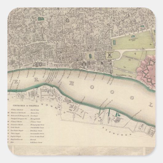 Kalkutta Quadratischer Aufkleber (Vorderseite)