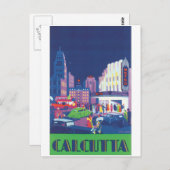 Kalkutta Vintage Travel Poster Postkarte (Vorne/Hinten)