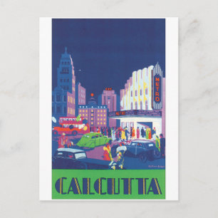 Kalkutta Vintage Travel Poster Postkarte