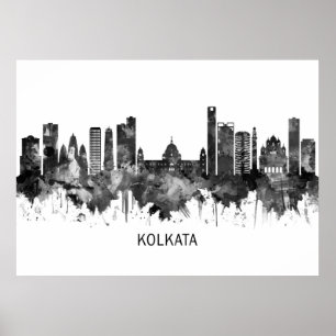 Kalkutta West Bengalisch Skyline BW Poster