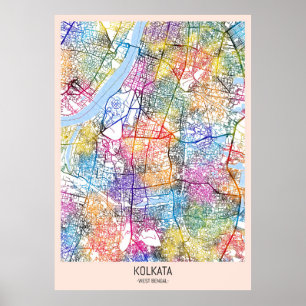 Kalkutta West Bengalischer Stadtplan Poster