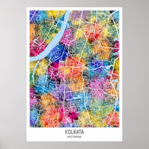Kalkutta West Bengalischer Stadtplan Poster