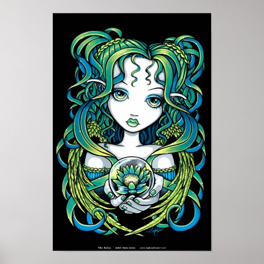 "Kallan" Green Lotus Water Angel Poster (Vorne)