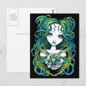 "Kallan" Green Lotus Water Angel Postkarte (Vorne/Hinten)