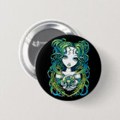 "Kallan" grüner Lotus Wasser-Engel Pinback Knopf Button (Vorne & Hinten)