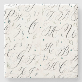 Kalligrafie Alphabet und Schnörkel Marmor Unterset Steinuntersetzer