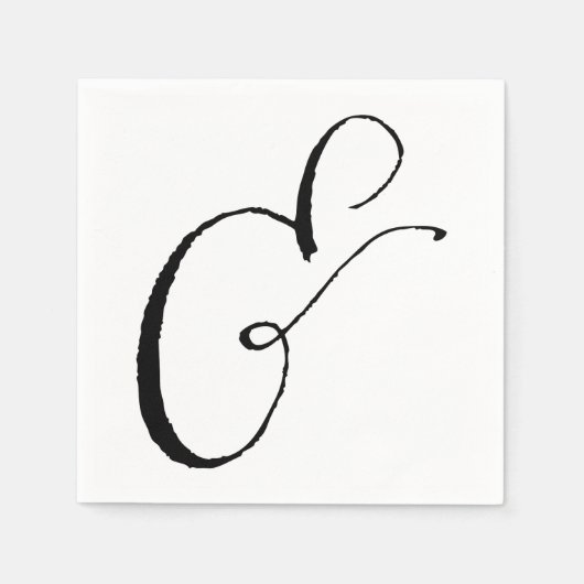 Kalligrafie Ampersand Napkin, Schwarz-Weiß und Serviette (Vorderseite)