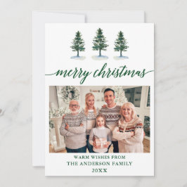 Kalligrafie Aquarell Grüne Pines Foto Weihnachten