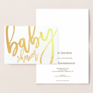 Kalligrafie Babydusche Einladung Gold Foil Card