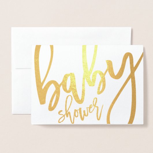 Kalligrafie Babydusche Einladung Gold Foil Card (Vorderseite mit Umschlag)