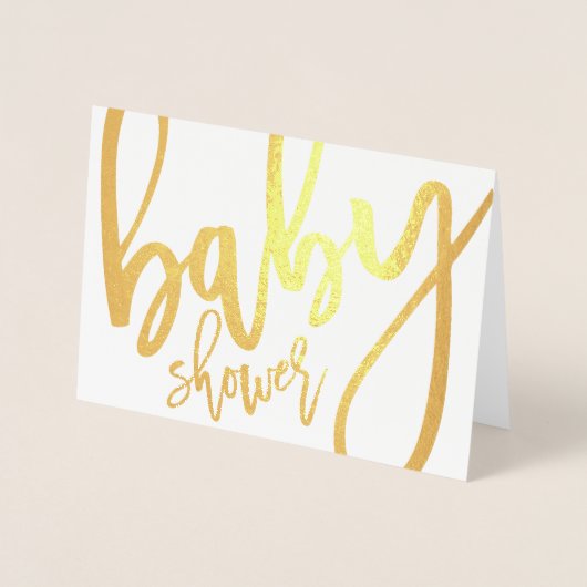 Kalligrafie Babydusche Einladung Gold Foil Card (Vorderseite)