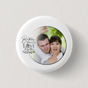 Kalligrafie Benutzerdefiniertes Foto Geburtstag Fü Button
