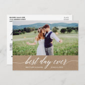 Kalligrafie Bester Tag je Hochzeit Danke, Kraft Postkarte (Vorne/Hinten)