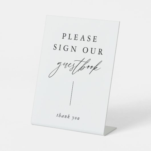 Kalligrafie Bitte unterschreiben Sie unser Guestbo Sockelschild (Vorderseite)
