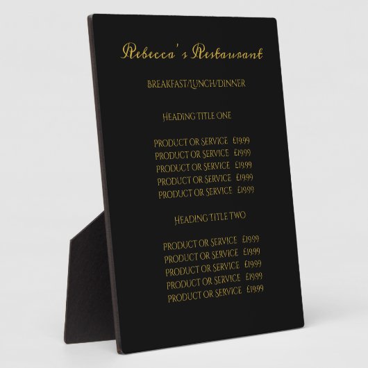 Kalligrafie Black & Gold Business Pricing/Service Fotoplatte (Seite)